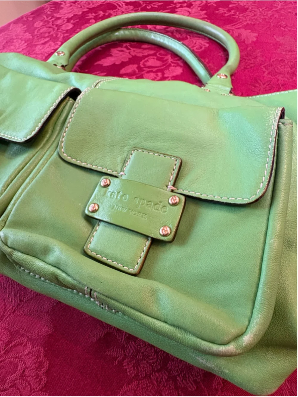 Kate Spade Green Leather Tote Bag
